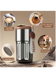Arabest Travel Mug With Temperature Display, Portable Coffee Cups, Summer WinterDrinkware, 316 Stainless Steel Vacuum Coffee Cup, Leakproof Tumbler Thermal Mug, Silver  - Image 4