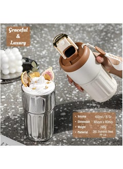 Arabest Travel Mug With Temperature Display, Portable Coffee Cups, Summer WinterDrinkware, 316 Stainless Steel Vacuum Coffee Cup, Leakproof Tumbler Thermal Mug, Silver  - Image 5