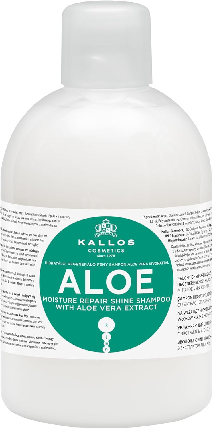 Kallos KJMN Aloe Vera Moisture Repair Shine Shampoo for dry and damaged hair with a aloe vera extract 1000 ml - 33,81 Fl Oz - Image 1