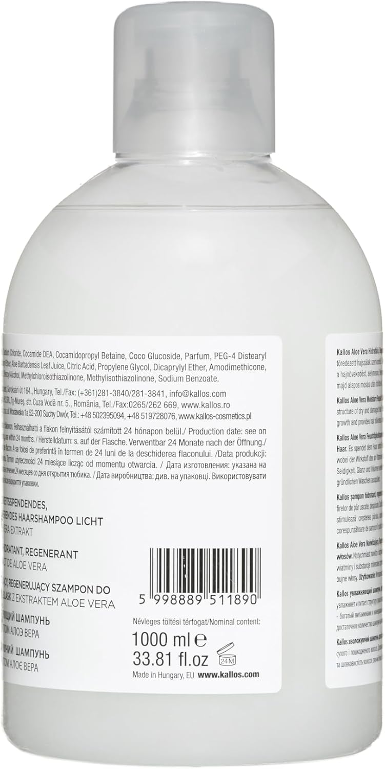 Kallos KJMN Aloe Vera Moisture Repair Shine Shampoo for dry and damaged hair with a aloe vera extract 1000 ml - 33,81 Fl Oz - Image 4