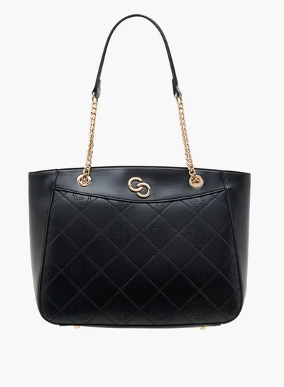 Celeste Women's Perforated Detail Tote Bag with Double Handle and Zip Closure