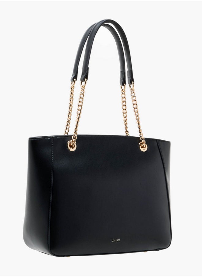 Celeste Women's Perforated Detail Tote Bag with Double Handle and Zip Closure  - Image 3