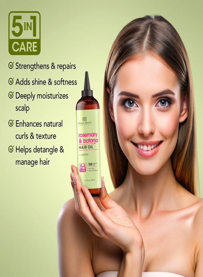 Botanic Hearth Rosemary & Batana Hair Oil with Biotin | 100% Natural Oils | Non-Sticky, Fast Absorbing | Promotes Hair Growth, Nourishment & Shine | 5-in-1 Hair Care | 6.7 fl oz Set of 2 - Hair Tonic - Image 3