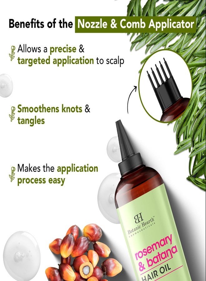 Botanic Hearth Rosemary & Batana Hair Oil with Biotin | 100% Natural Oils | Non-Sticky, Fast Absorbing | Promotes Hair Growth, Nourishment & Shine | 5-in-1 Hair Care | 6.7 fl oz Set of 2 - Hair Tonic - Image 5