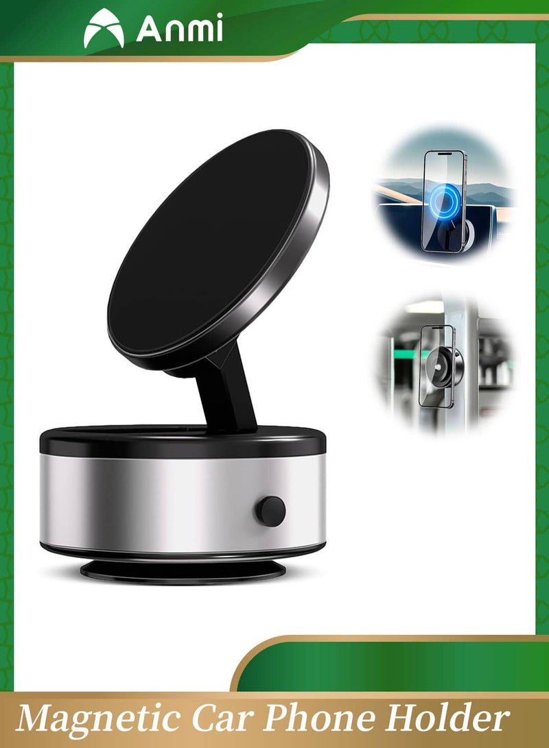 Anmi 360° Rotating Magnetic Car Phone Holder, Hands-Free Car Mount with Strong Magnet for Car, Screen, Tile (Silver) - Image 1