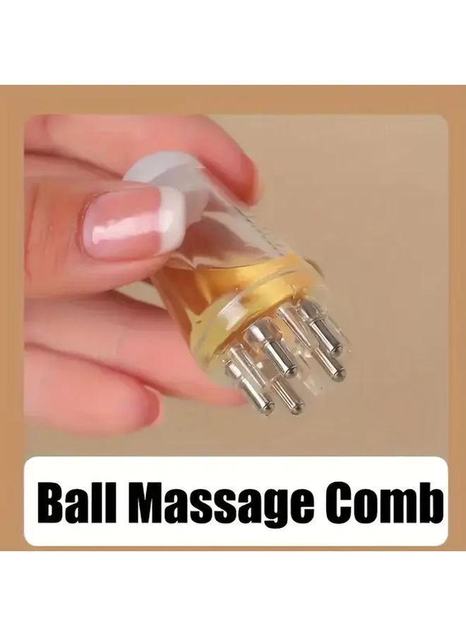 White Scalp Massage Roller Hair Growth Comb With Essential Oil Applicator - Image 2