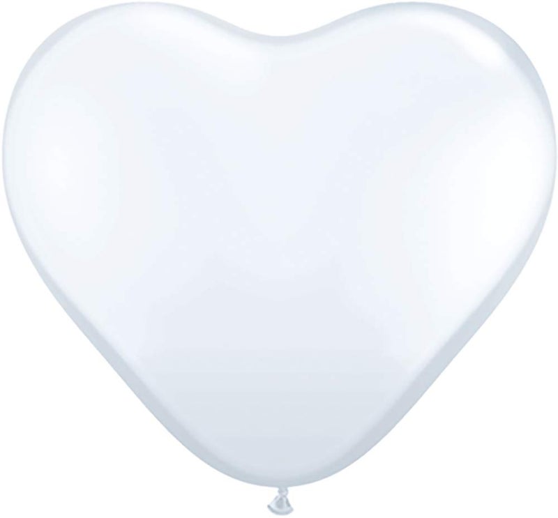 Qualatex 6" White Heart Latex Balloons - Pack of 25 - Image 2