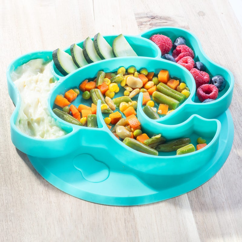 Bentology Toddler Silicone Non-Slip Divided Plates- 3 Difft Fun Designs (Lion, Monkey, Elephant) Large Compartments for Easy Food Training-Unbreakable Dishwasher Microwave Safe-For Baby Kids Food Grade BPA Free - Image 2