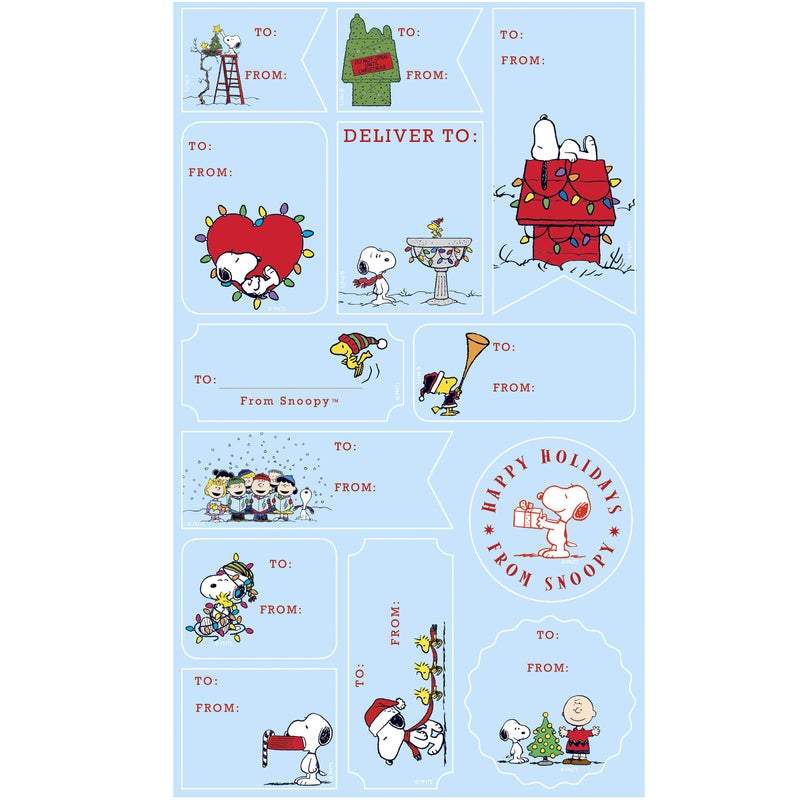 Graphique Peanuts Gift Labels 52 SelfAdhesive Christmas Stickers 13 Designs with Red Foil Accents to and from Names for Holiday Wrapping Paper Gift Bags