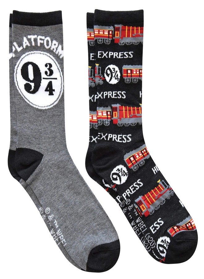Hyp Harry Potter Hogwarts Express Platform 9 3/4 Men's Crew Socks 2 Pair Pack - Image 1
