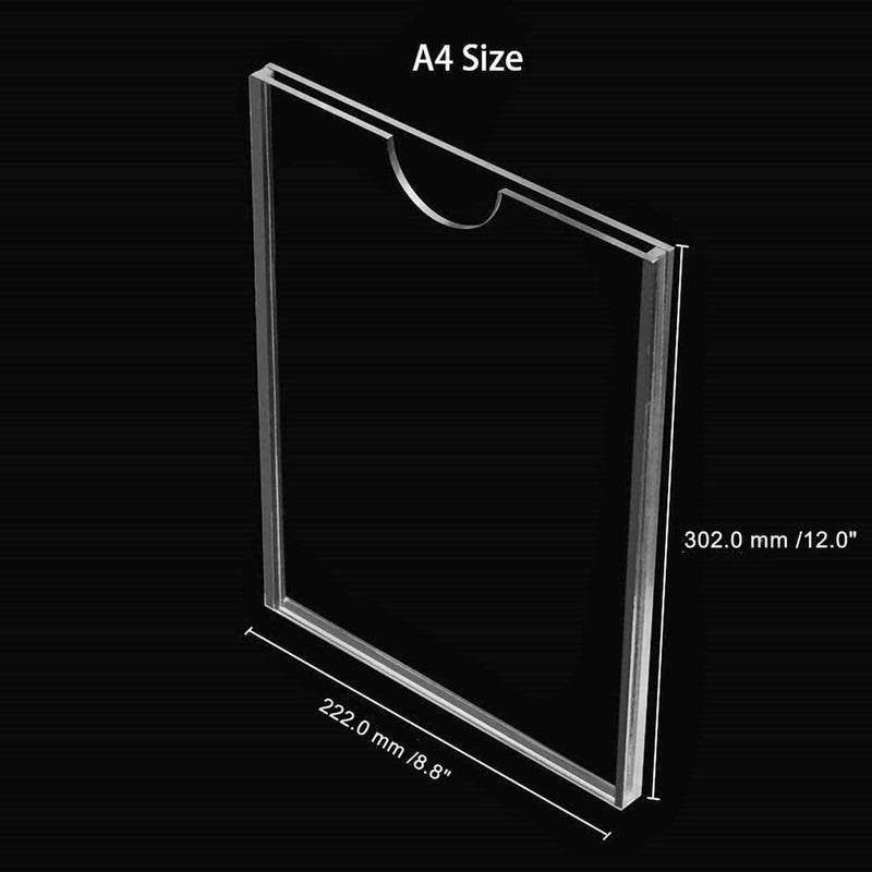 ARS Acrylic Checklist Holder, Acrylic Wall Sign Holder Sign Holder 8.3x11.7 A4 Size Clear Vertical Wall Mount Frame Holder for Home, Office, Store, Restaurant, Pack of 2 - Image 2