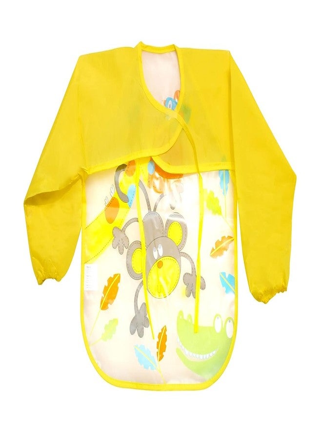 Lappu Full Sleeves Washable Waterproof Bib/Apron with Pocket & Tying Robe| Cute Prints| Quick Dry PVC Baby Bibs for Newborns/Infants/Toddlers/Babies (0-36months) (Plastic Yellow) - Image 2
