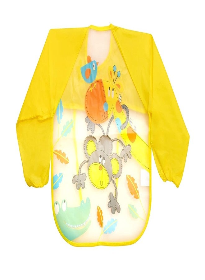 Lappu Full Sleeves Washable Waterproof Bib/Apron with Pocket & Tying Robe| Cute Prints| Quick Dry PVC Baby Bibs for Newborns/Infants/Toddlers/Babies (0-36months) (Plastic Yellow) - Image 4