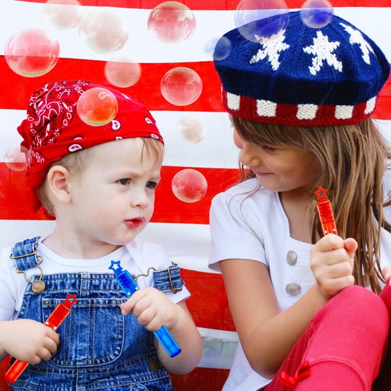 VKTEN 32Pcs 4th of July Mini Bubble Wands Patriotic Red White Blue Bubbles for Kids, Independence Day Party Favors Patriotic Decorations - Image 5