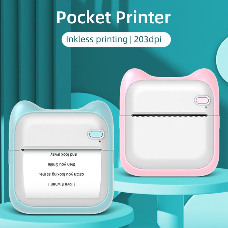 Mini Pocket Photo Printer Portable Thermal Printing Machine 203dpi Wireless BT Connection for Picture Lable DIY Handcraft List Meno Notes Journal Receipt Paper Instant Printer Sticker with 10 Rolls - Image 2