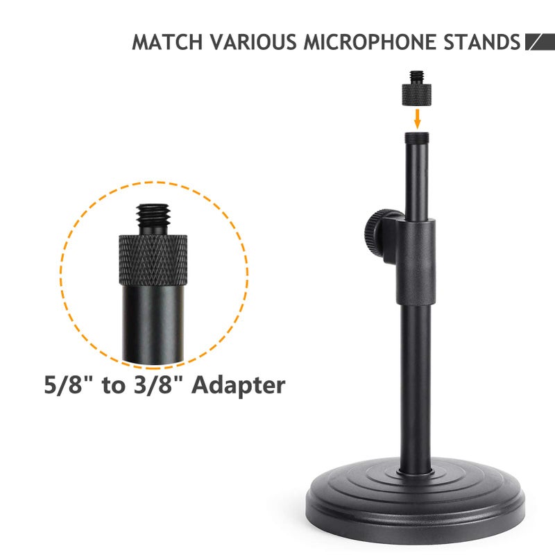 Frgyee Mic Stand Adapter 5/8 Female to 3/8 Male Screw Adapter Thread for Microphone Stand Mount to Camera Tripod Adapter 2 Pack - Image 4