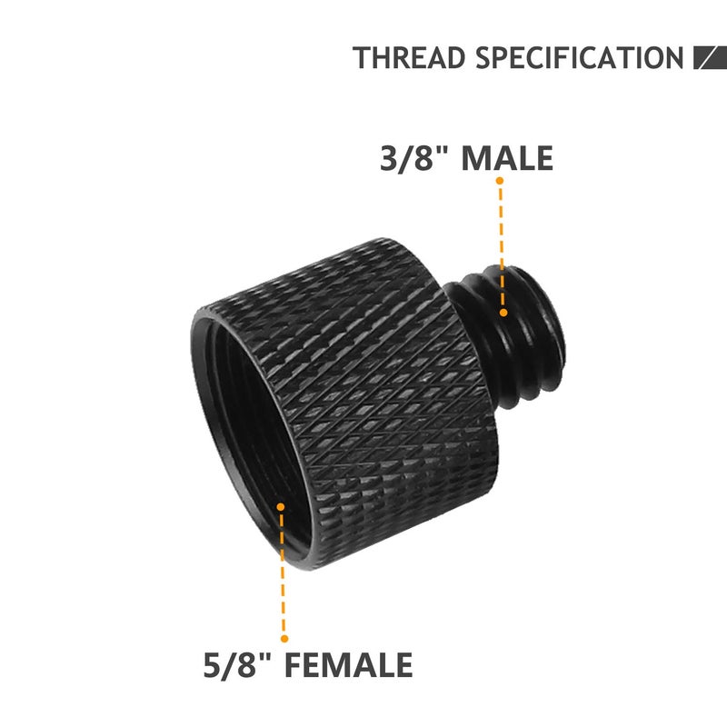 Frgyee Mic Stand Adapter 5/8 Female to 3/8 Male Screw Adapter Thread for Microphone Stand Mount to Camera Tripod Adapter 2 Pack - Image 2
