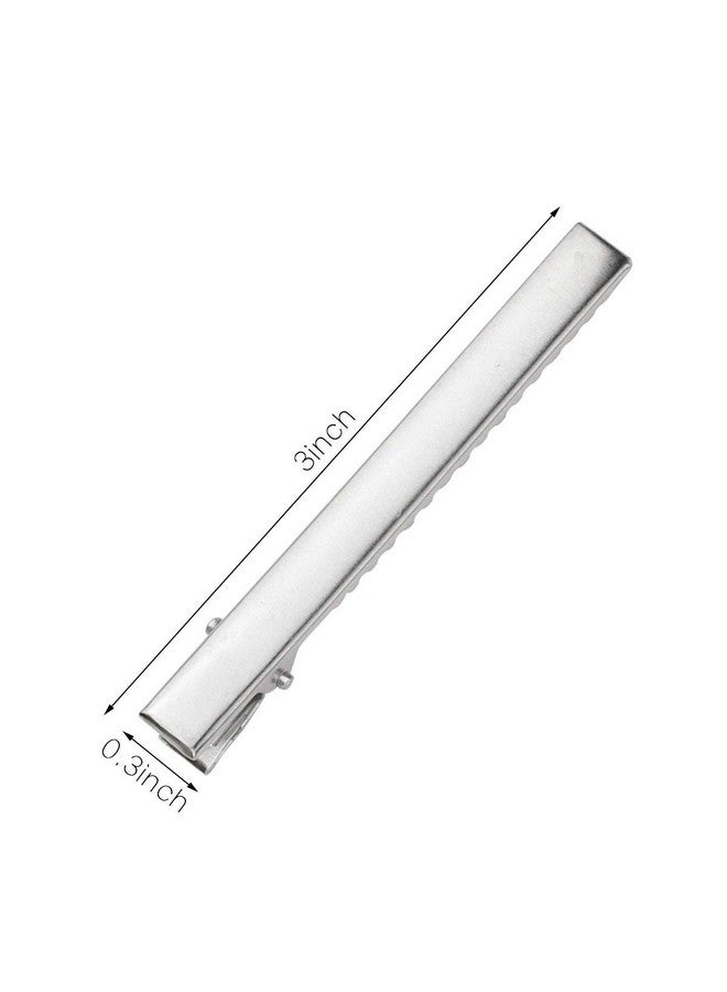 بانتوي 60 قطعة من مشابك تجعيد الشعر على شكل تمساح، مشابك شعر مسطحة أحادية الطرف من بانتوي، مقاس 3 بوصات، إكسسوارات شعر لتصفيف الشعر وتلوينه، لون فضي - Image 2