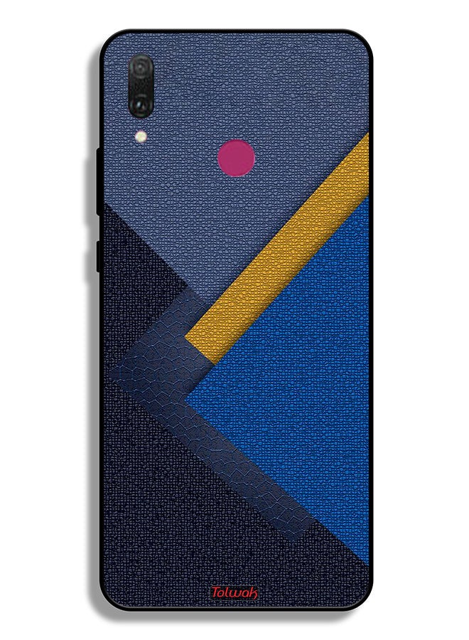 Tolwak Huawei Y9 (2019) Protective Case Cover Triangles Leather Shades Pattern - Image 2