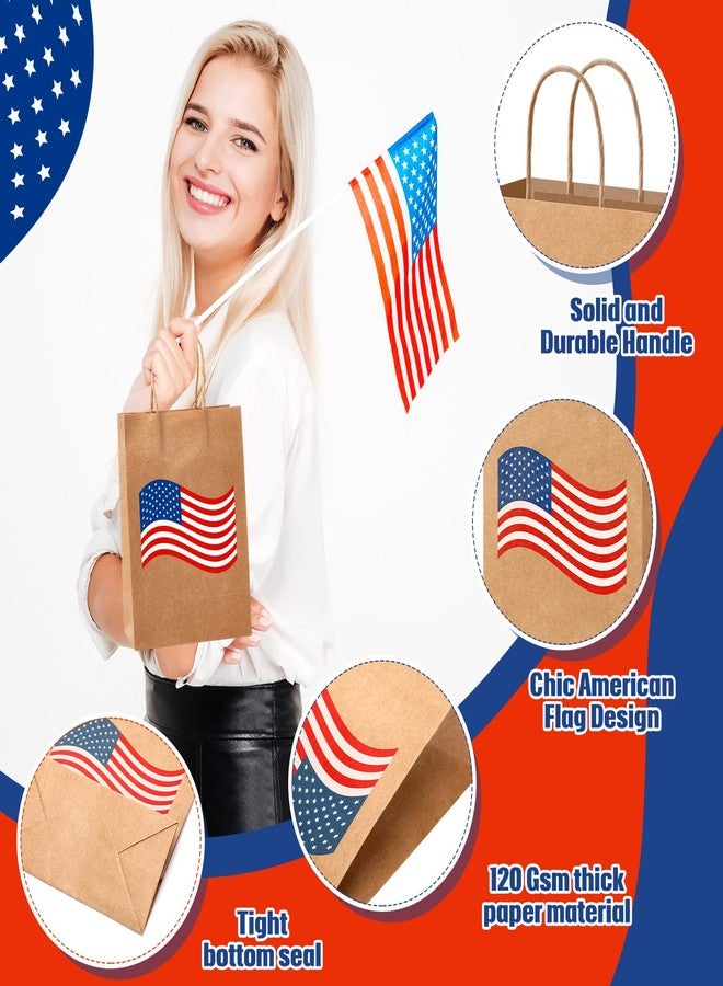 Kolldenn 24 Pcs 4th of July Gifts Bags with Handle American Flag Patriotic Paper Bags 250th Anniversary Patriotic Goodie Treat Bag for Veterans Memorial Day Independence Day Party Supply - Image 5