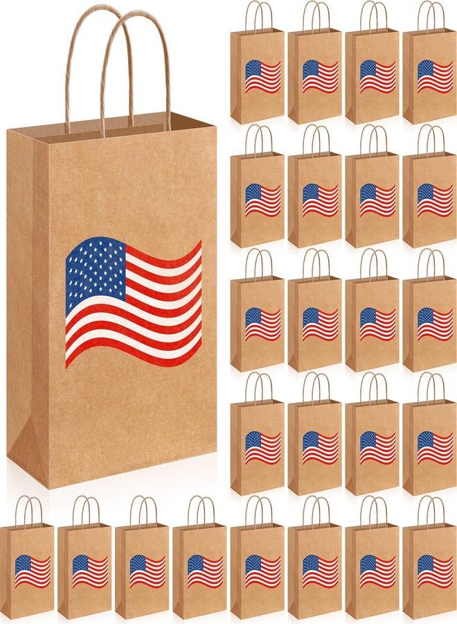 Kolldenn 24 Pcs 4th of July Gifts Bags with Handle American Flag Patriotic Paper Bags 250th Anniversary Patriotic Goodie Treat Bag for Veterans Memorial Day Independence Day Party Supply - Image 1