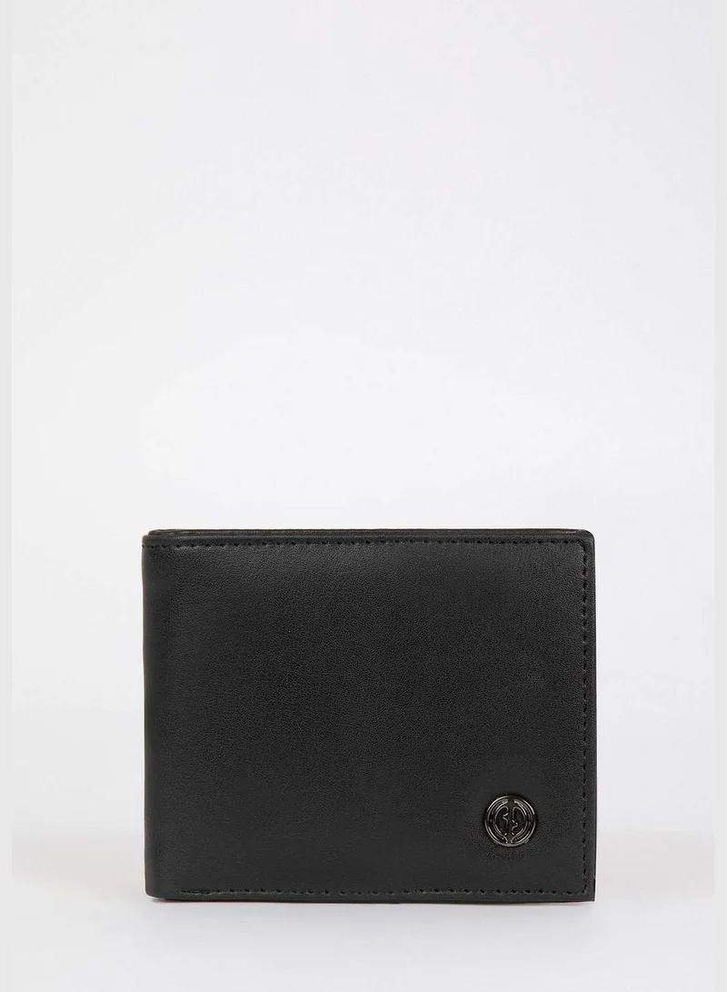 ديفاكتو Faux Leather Minimal Logo Print Wallet