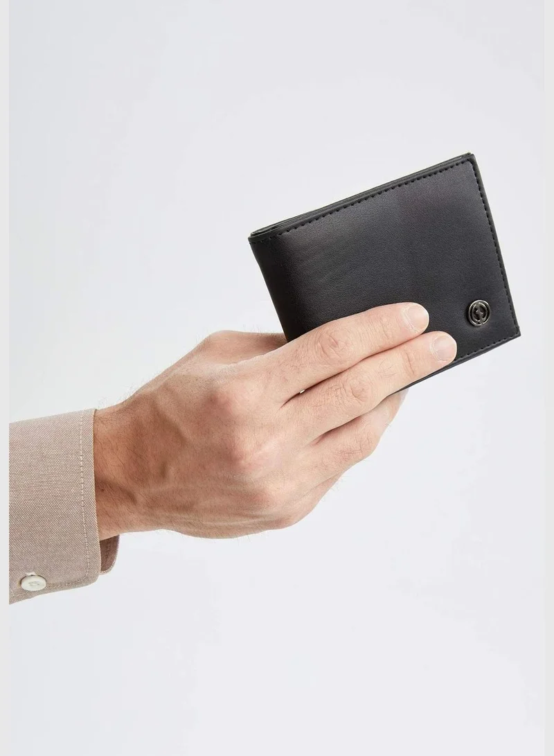 ديفاكتو Faux Leather Minimal Logo Print Wallet