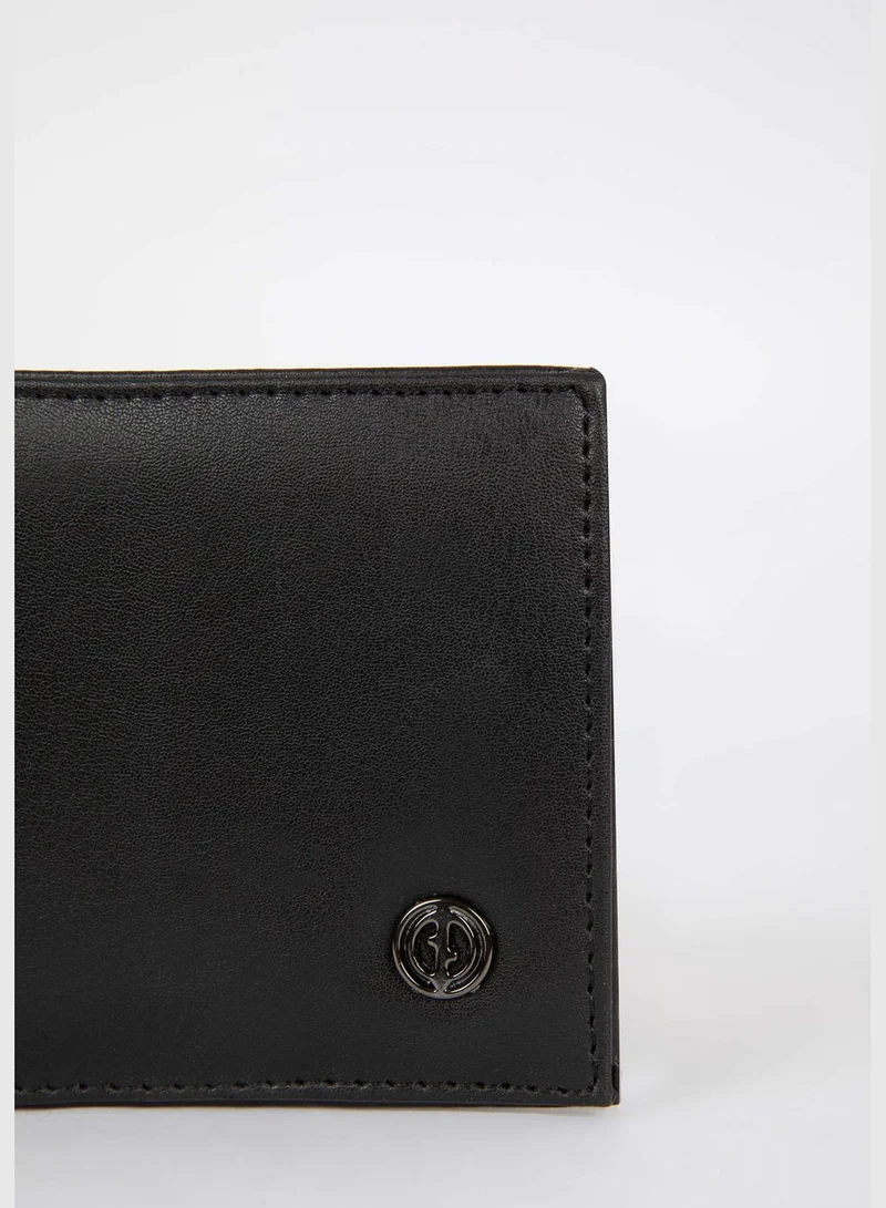 ديفاكتو Faux Leather Minimal Logo Print Wallet