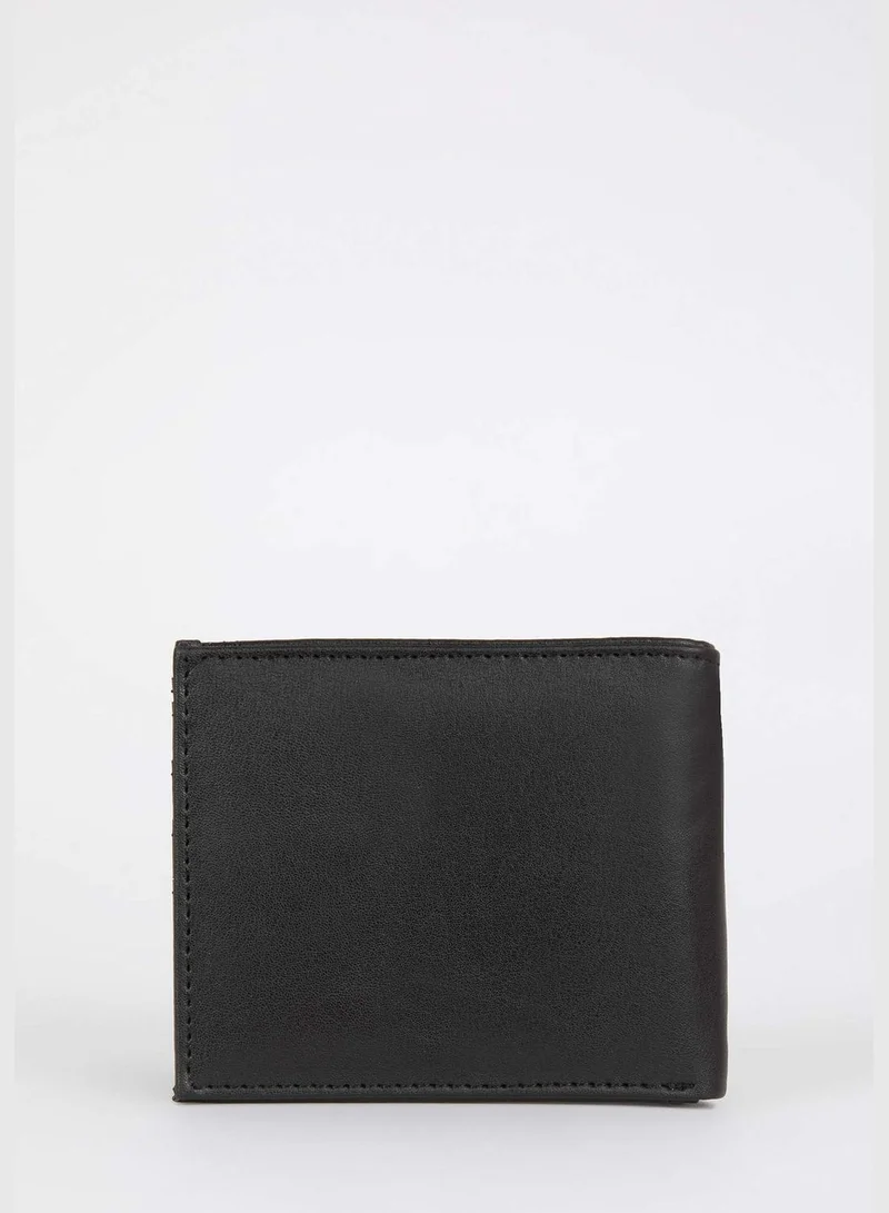 ديفاكتو Faux Leather Minimal Logo Print Wallet
