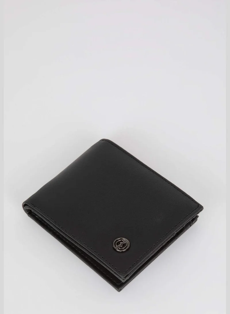 ديفاكتو Faux Leather Minimal Logo Print Wallet