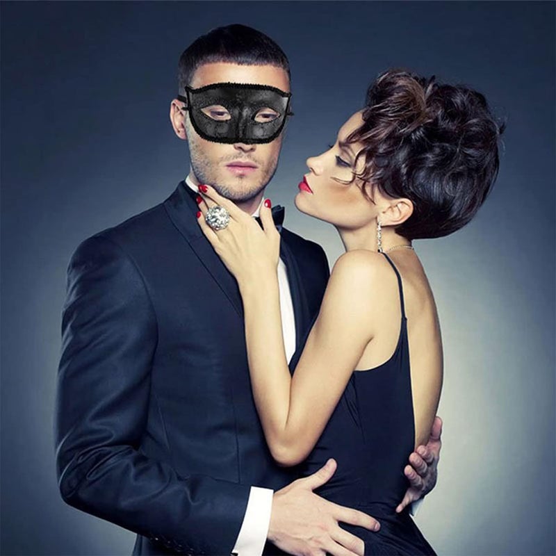 JZS Lace Couple Masquerade Masks - Venetian Halloween, Party, Ball Prom, Mardi Gras Party Decor - Boyfriend, Sister Gift - 2 Pack - Image 5