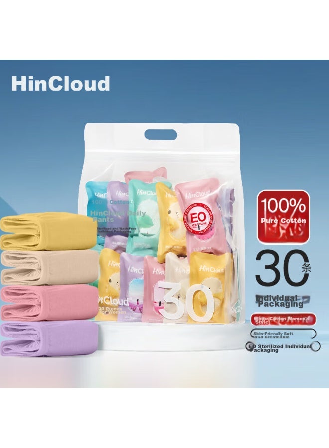 HINCLOUD Hincloud Disposable Pure Cotton Underwear For Women, Portable, Travel-friendly, No-wash, Daily Disposable Panties, Colorful, 30 Pieces, Size L  - Image 1