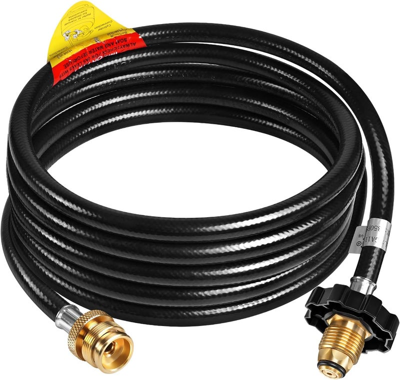 GasSaf 12 FT Propane Hose, Propane Connect Hose for RV to Gas Grill, Fits All 1Lb Portable Gas Appliances for Weber Q Grills, Coleman Stoves, Blackstone Griddles & More - Image 1