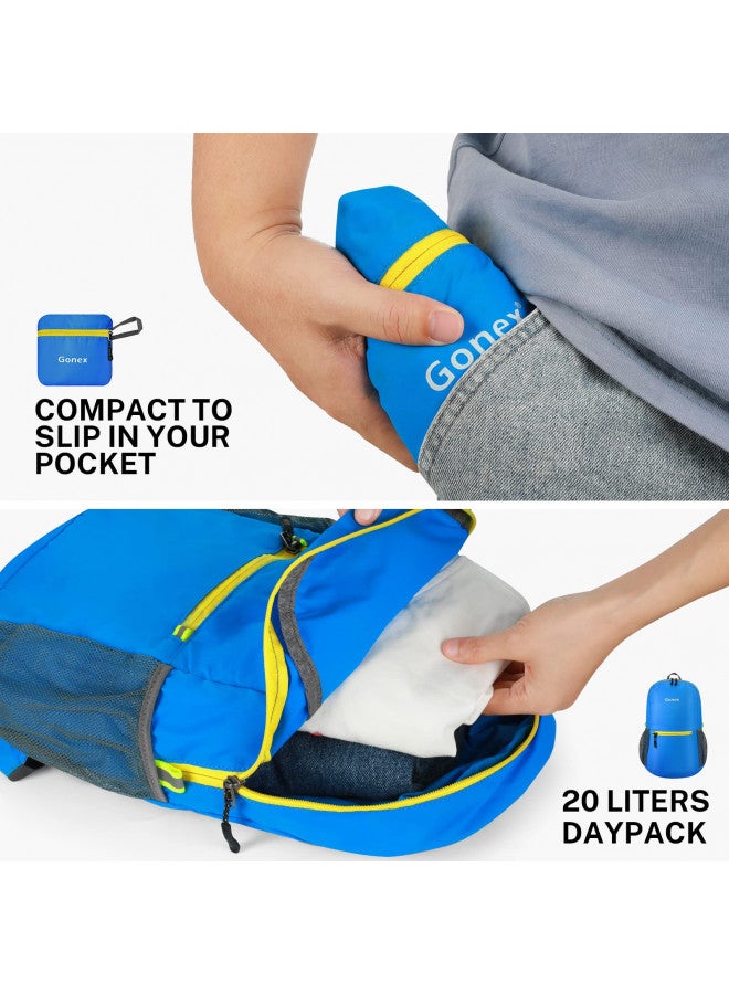 Gonex Ultra Lightweight Packable Backpack Daypack Handy Foldable Camping Outdoor Travel Cycling Backpacking(Blue) - Image 3