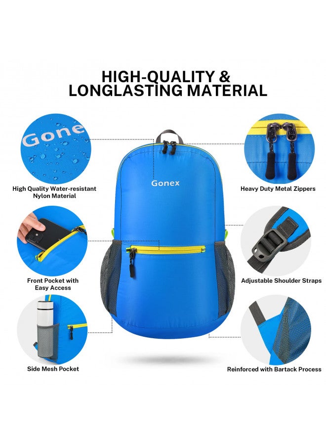 Gonex Ultra Lightweight Packable Backpack Daypack Handy Foldable Camping Outdoor Travel Cycling Backpacking(Blue) - Image 5
