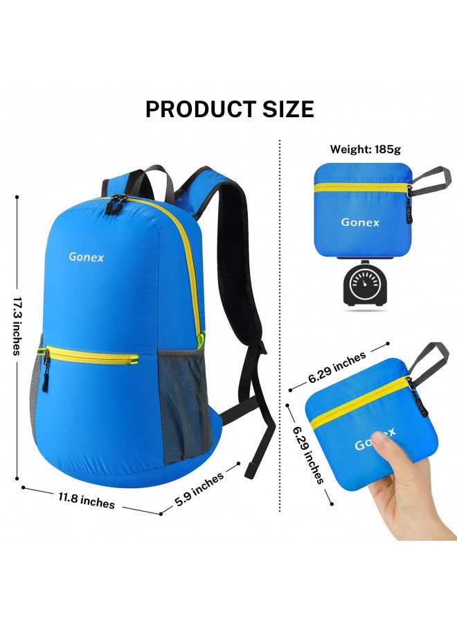 Gonex Ultra Lightweight Packable Backpack Daypack Handy Foldable Camping Outdoor Travel Cycling Backpacking(Blue) - Image 2