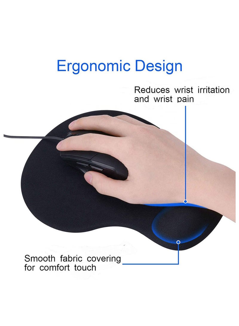 Small Mouse with Wrist Rest Pad Non-Slip Rubber Base Gaming mousepad for PC Laptop and Computer - Black  - Image 2