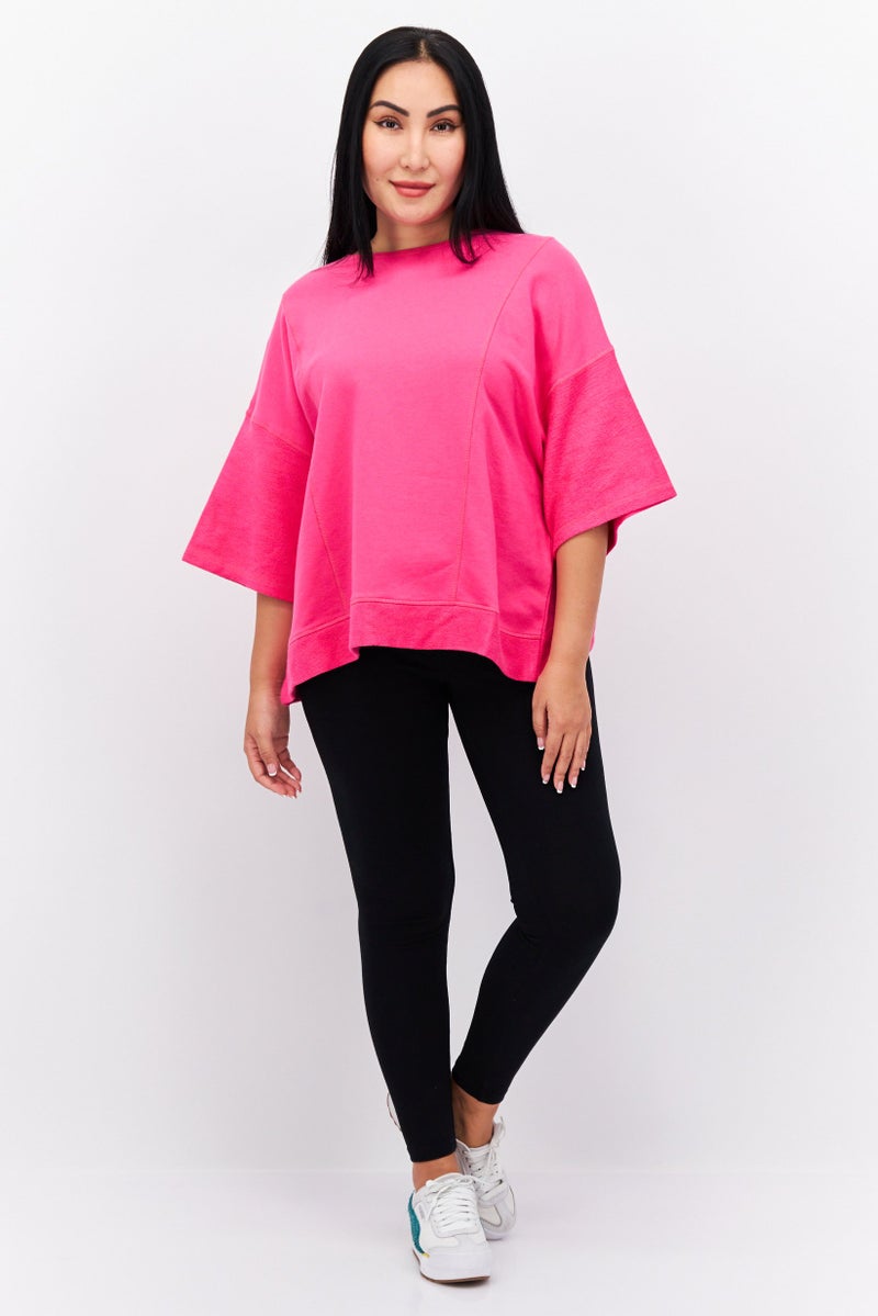 TRIBE OF 6 Women Sportswear Fit Long Sleeve Training Sweat Top, Fuchsia - Image 4