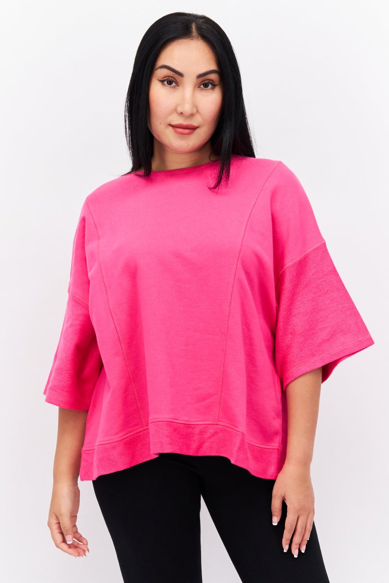 TRIBE OF 6 Women Sportswear Fit Long Sleeve Training Sweat Top, Fuchsia - Image 1