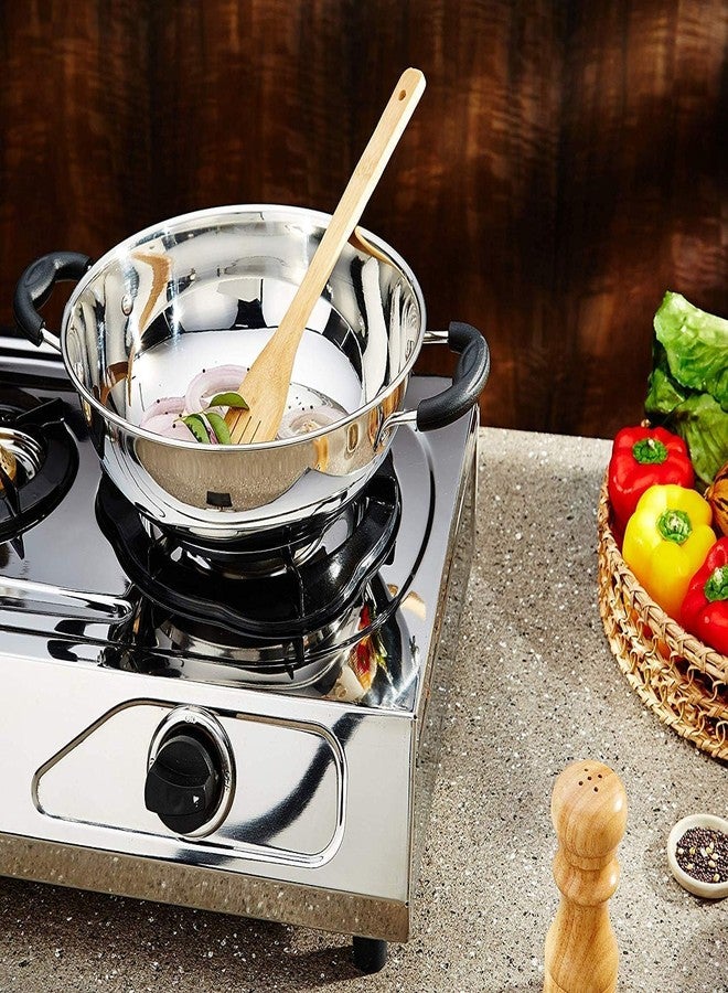 Crega Stainless Steel Non-Stick Deep Kadai Wok 4000ml, Heavy Base Frying & Cooking Pot with Induction Bottom, Extra, Large Stewpot with Handles, Multi, Purpose Kitchen Cookware - Image 4