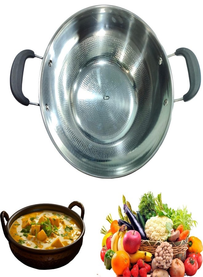 Crega Stainless Steel Non-Stick Deep Kadai Wok 4000ml, Heavy Base Frying & Cooking Pot with Induction Bottom, Extra, Large Stewpot with Handles, Multi, Purpose Kitchen Cookware - Image 2