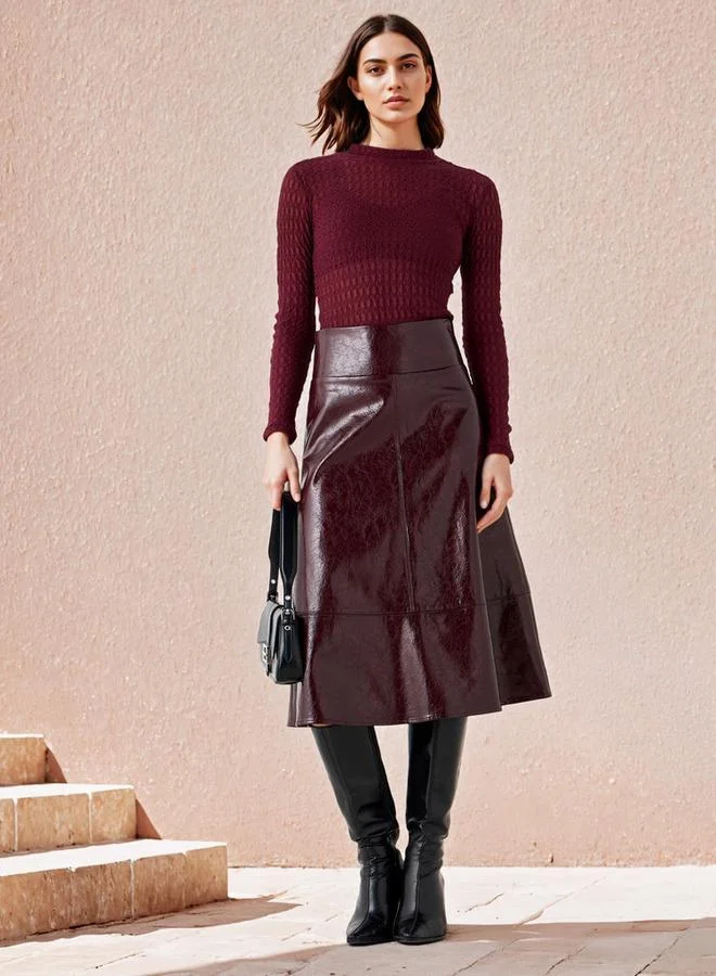 Iconic Iconic Textured High Neck Fitted Top