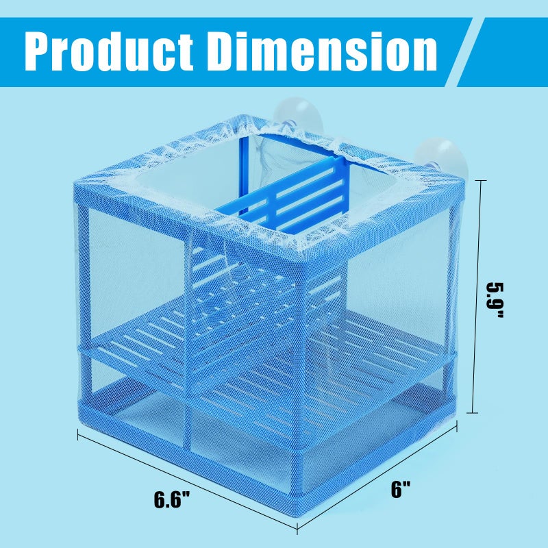 AQUANEAT Fish Tank Breeder Small Mesh Net Fry Saver Aquarium Spawn Hatchery Isolation with Suction Cups Hatchery Incubator for Shrimp Betta - Image 2