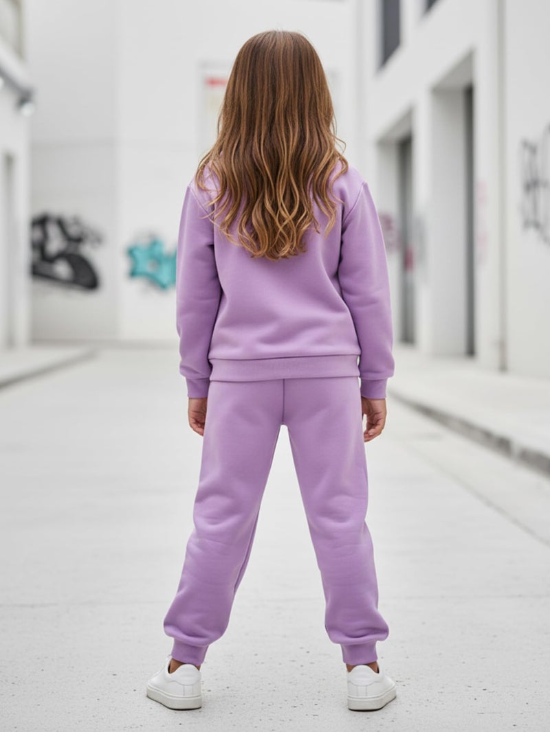 Yvowming 2 Piece Girls Clothes Outfits Sweatsuit Sets Oversized Sweatshirt and Baggy Sweatpant Fall Winter Clothing (US, Age, 11 Years, 12 Years, Purple) - Image 5