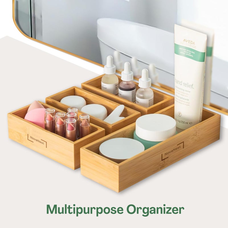 Novanest 4PCS Bamboo Storage Bag Organizer Set Multi-Use Baggie Organizers for Gallon, Quart, Sandwich, Snack Food Bags, Tea Bag, Silverware, Ideal for Kitchen, Office, Makeup, Bathroom, Utensil, Junk Drawer - Image 5