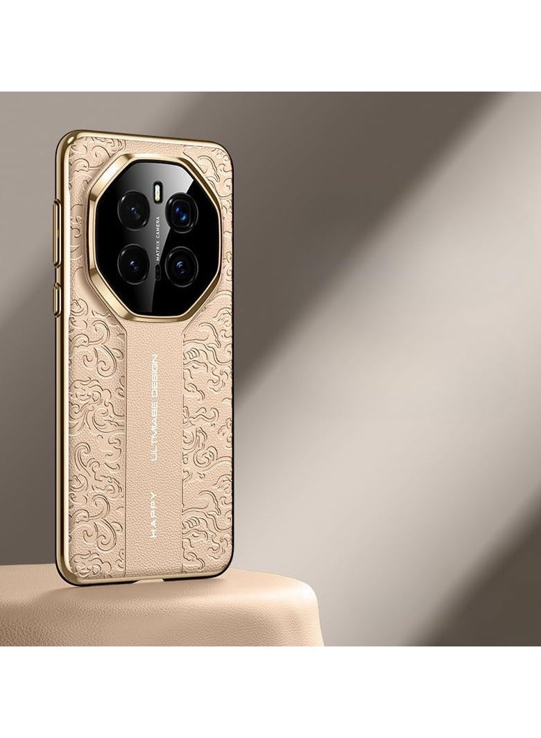 Case Compatible Honor Magic 7 Pro Case, Luxury Auspicious Cloud Carving Treatment Embossed Leather Case Camera Lens Protection Shockproof Protective Case