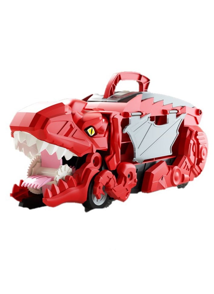 Red Dinosaur Truck Toy Set, Transport Car,Storage Car Toy Set, Portable Container Truck With 6 Small Alloy Cars  - Image 1