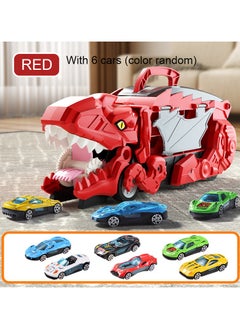 Generic Red Dinosaur Truck Toy Set, Transport Car,Storage Car Toy Set, Portable Container Truck With 6 Small Alloy Cars  - Image 2