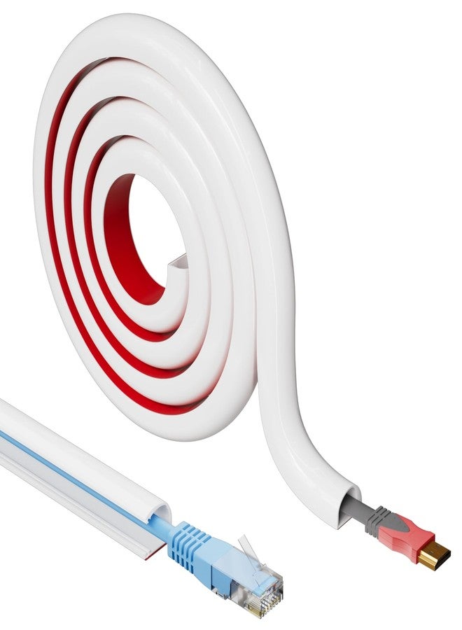 Vannesse Cord Hider, 39 inch Wire Cable Hider Raceway Kit for 1 Cable, Silicone Material Hiding Wall Mount TV Powers Cords in Home Office, W0.59 H0.39in White - Image 1