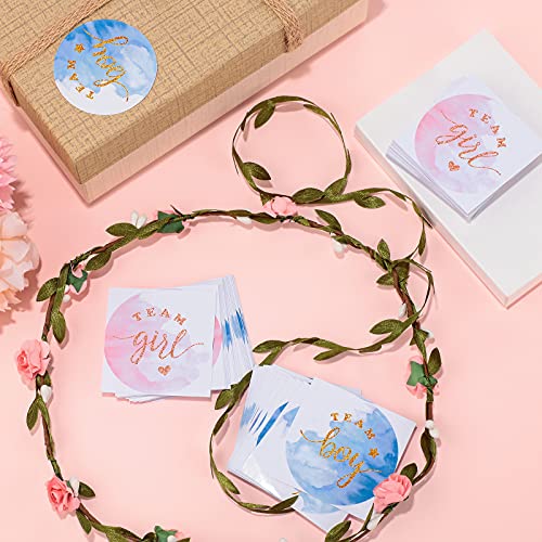 Zonon 120 Pcs Gender Reveal Stickers 2 Inch Gold Glitter Pink Blue Team Girl or Boy Bee Team He or She Baby Shower Labels Sticker for Gender Reveal Party Games Supplies(Boy and Girl) - Image 3